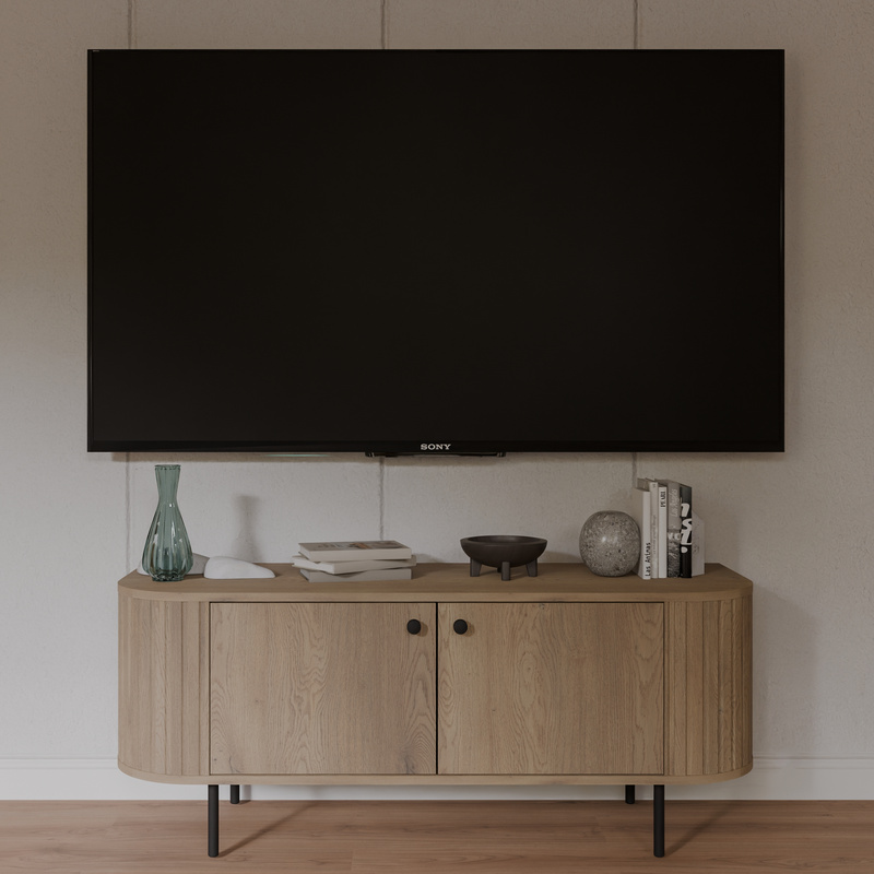 Nowoczesna dwudrzwiowa szafka RTV do salonu 123 cm OVENTO dąb cremona