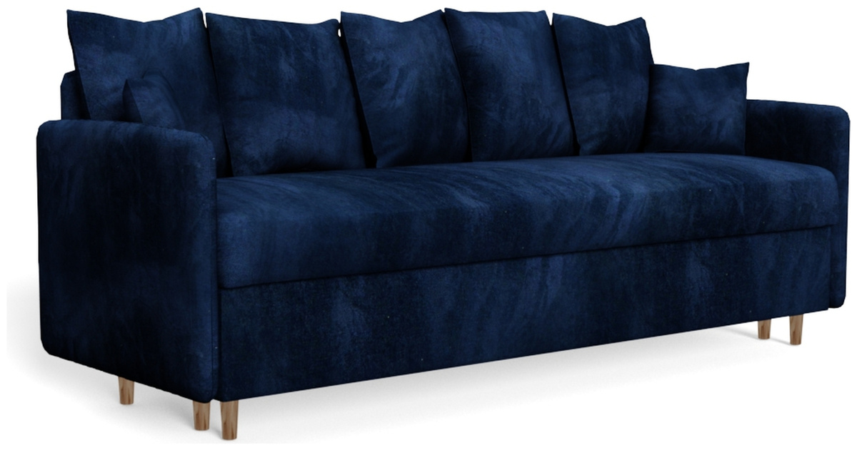 Granatowa kanapa trzyosobowa z funkcją spania do salonu GRATO