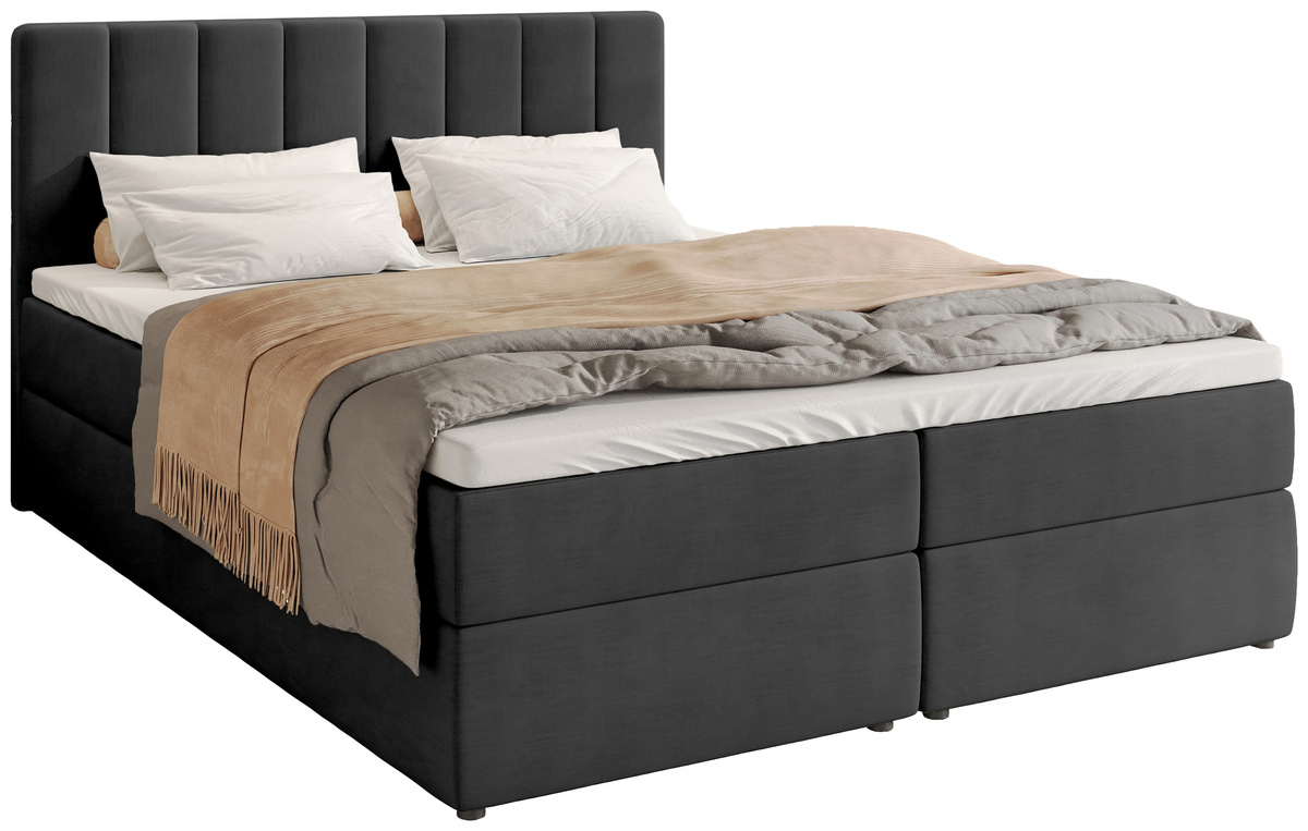 Łóżko kontynentalne 180x200 cm z pojemnikiem DENVER czarne