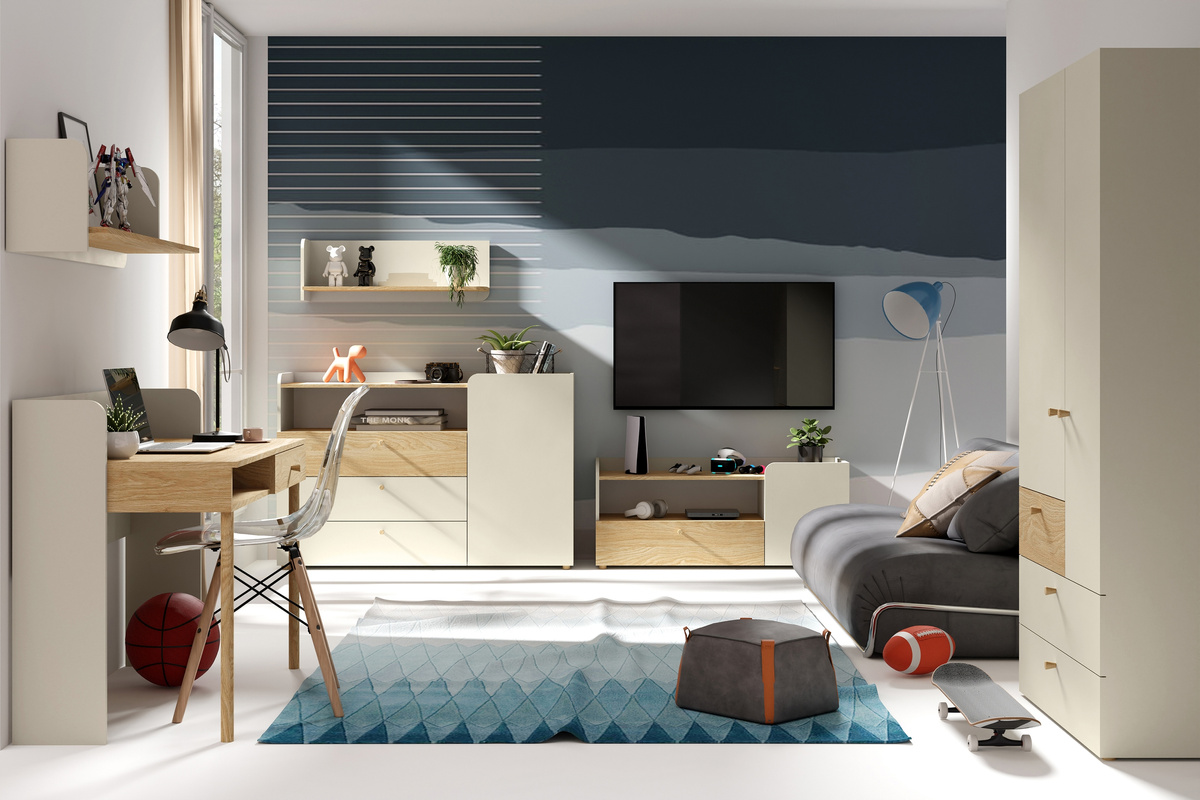 Komplet mebli do pokoju młodzieżowego z szafą 90 cm YOKO