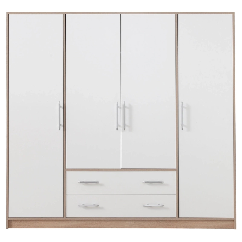 Duża czterodrzwiowa szafa z półkami garderoba 200 cm SEVAS