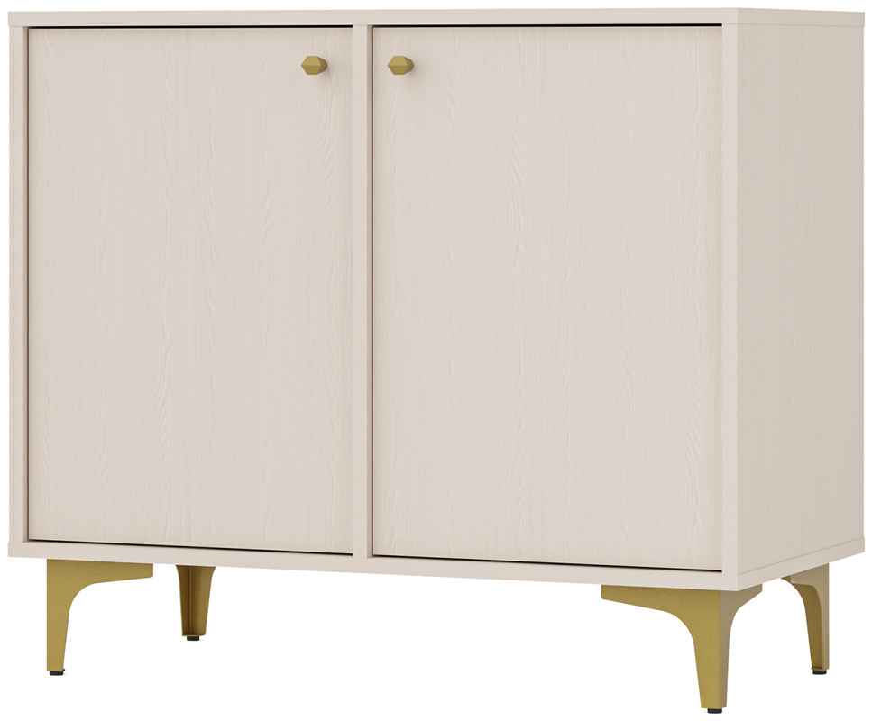 Beżowa komoda dwudrzwiowa z półkami do salonu 83,5 cm TOKEN