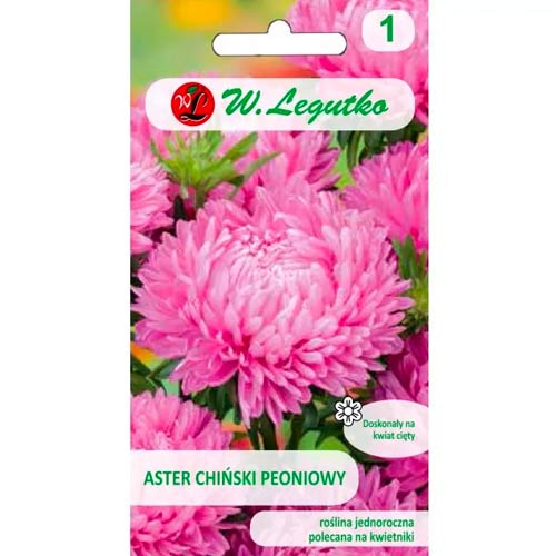 1 szt, Aster peoniowy różowy - Nasiona: Ilość w opakowaniu: 1 g