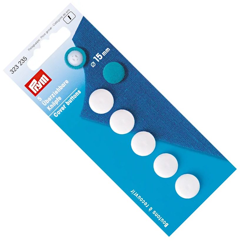 guziki do oblekania 15mm materiałem plastikowy PRYM 323235