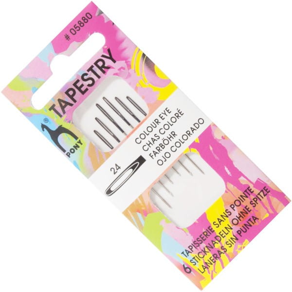 igły do haftu bez czubka z kolorowym uchem 24" PONY 05880 .