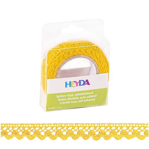 samoprzylepna koronka bawełniana HEYDA 2mb x 15 mm kolor żółty / 10