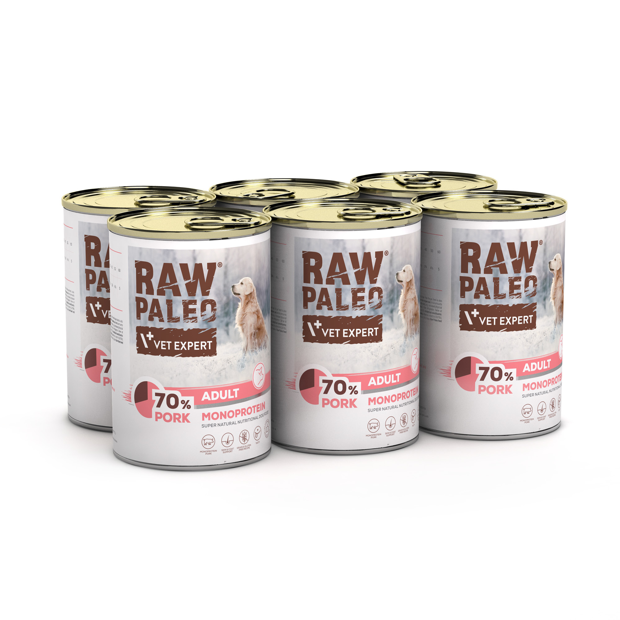 RAW PALEO ADULT DOG PORK 6x400g - mokra karma dla psów dorosłych monoproteina z wieprzowiną