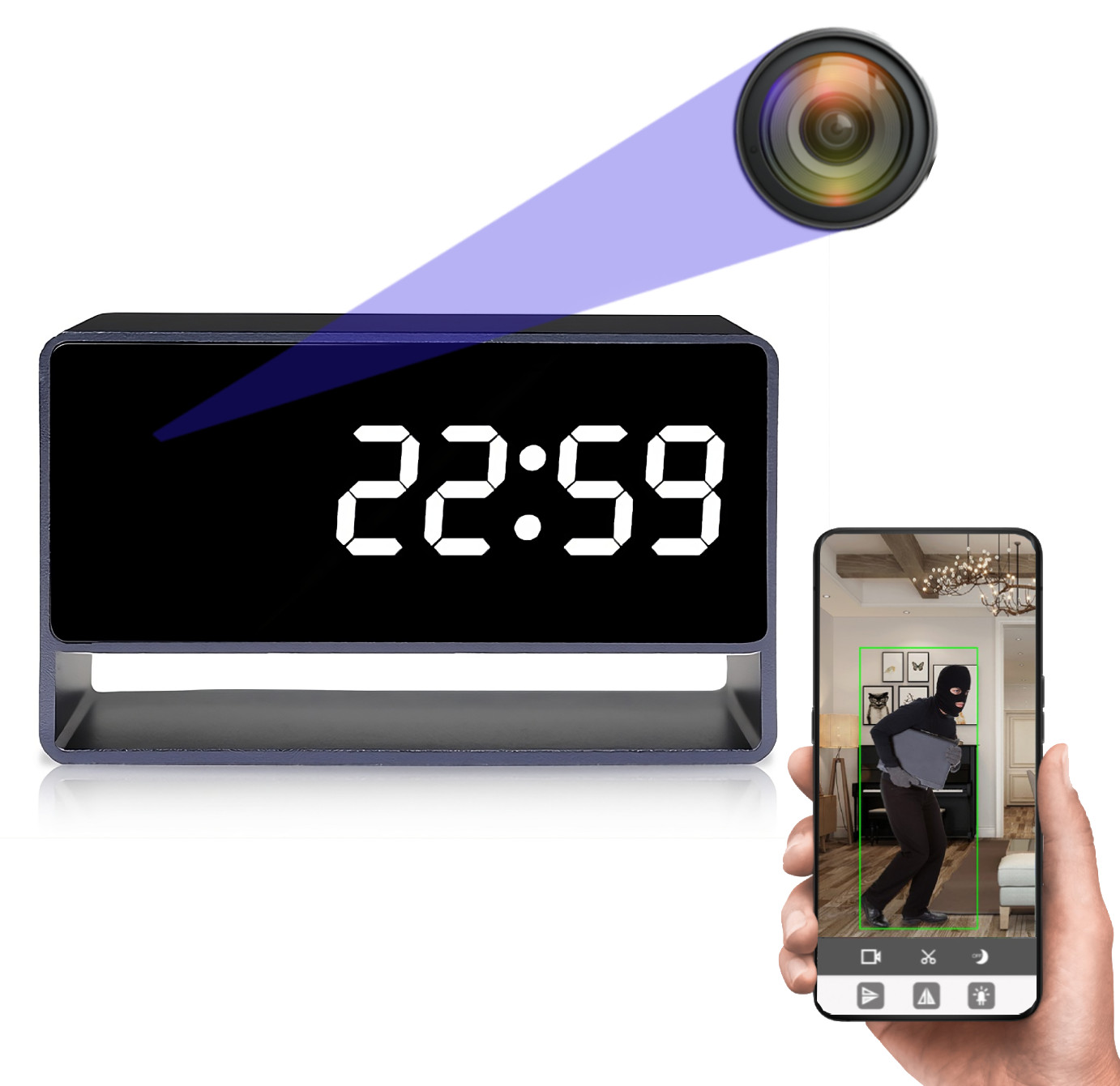 Ukryta kamera WiFI w zegarze tryb nocny MK203