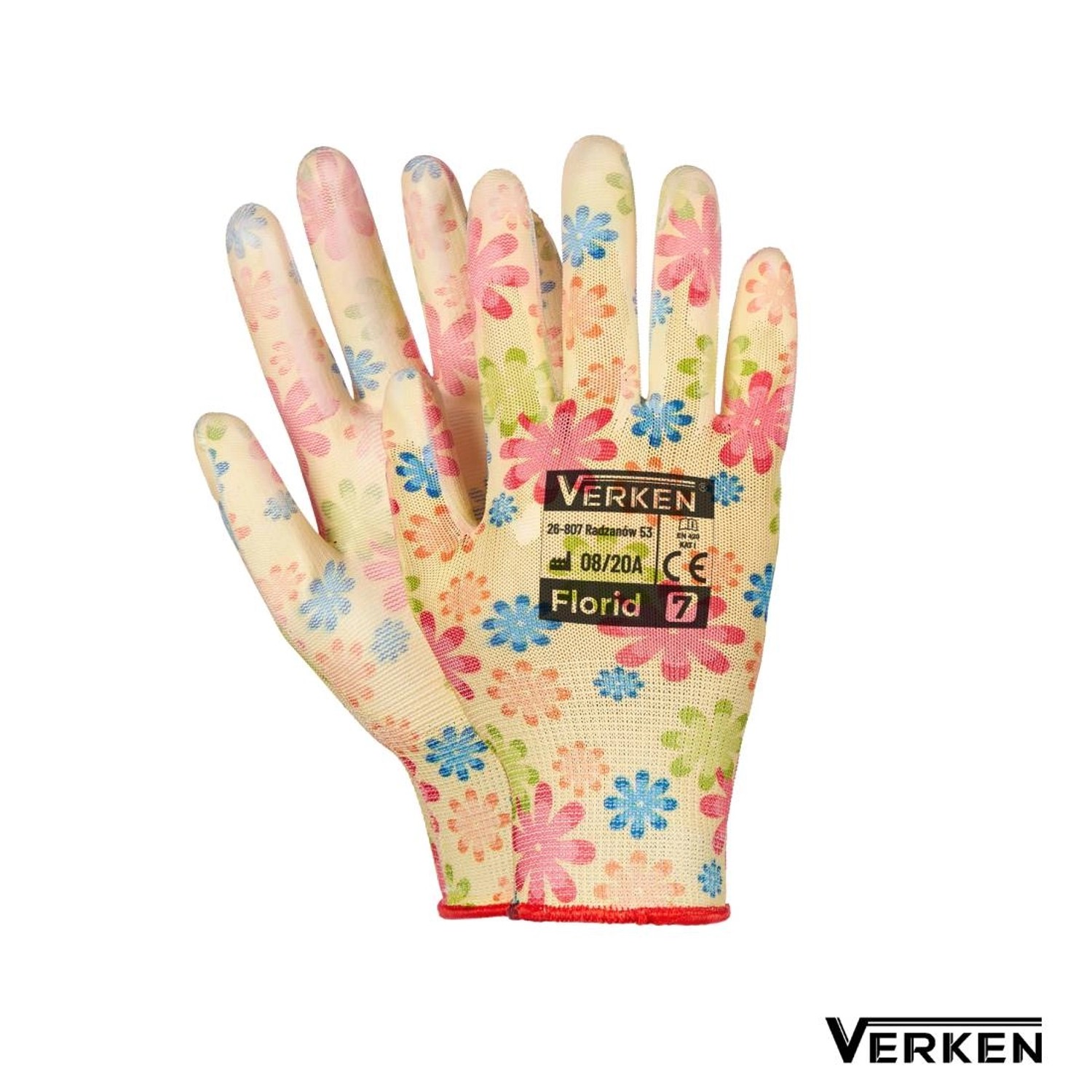 Rękawiczki ogrodnicze w kwiaty 8 (L)