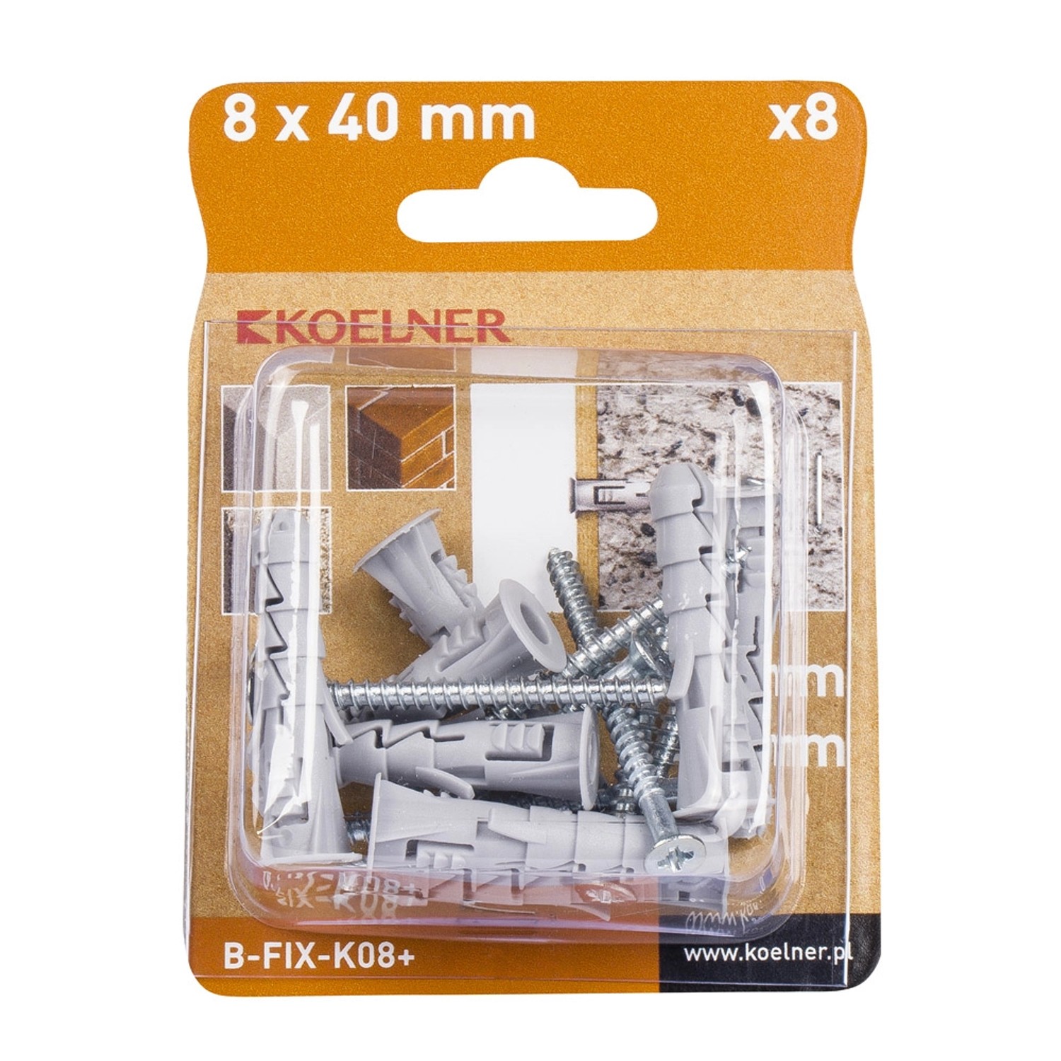 Koelner Kołek FIX rozporowy 8mm z wkrętem 8szt