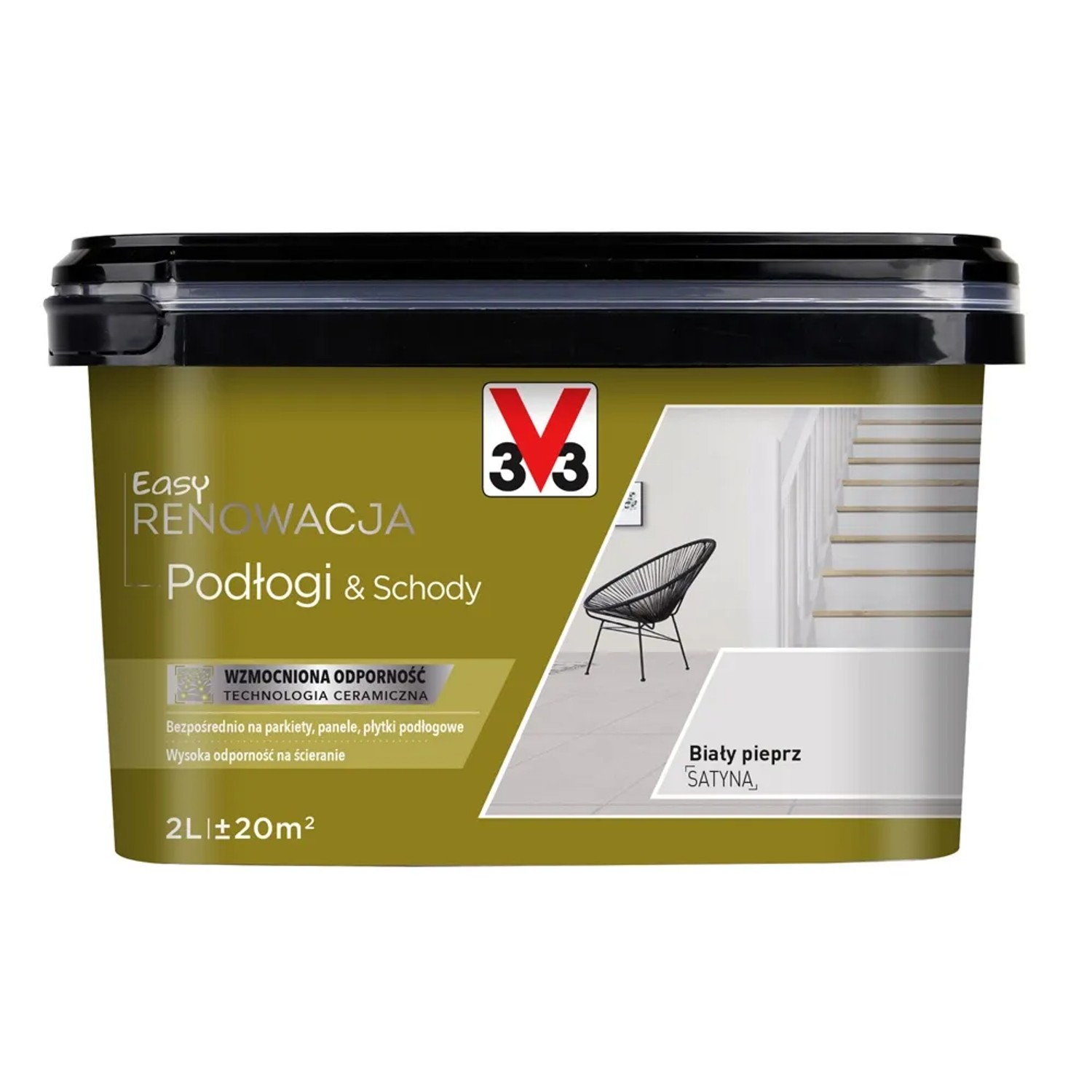 V33 Farba Easy Renowacja Podlogi i Schody biały pieprz 2l