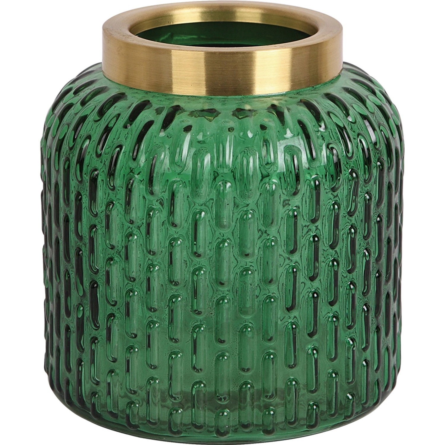 Szklany wazon zielony śr. 14 cm - wys. 15 cm