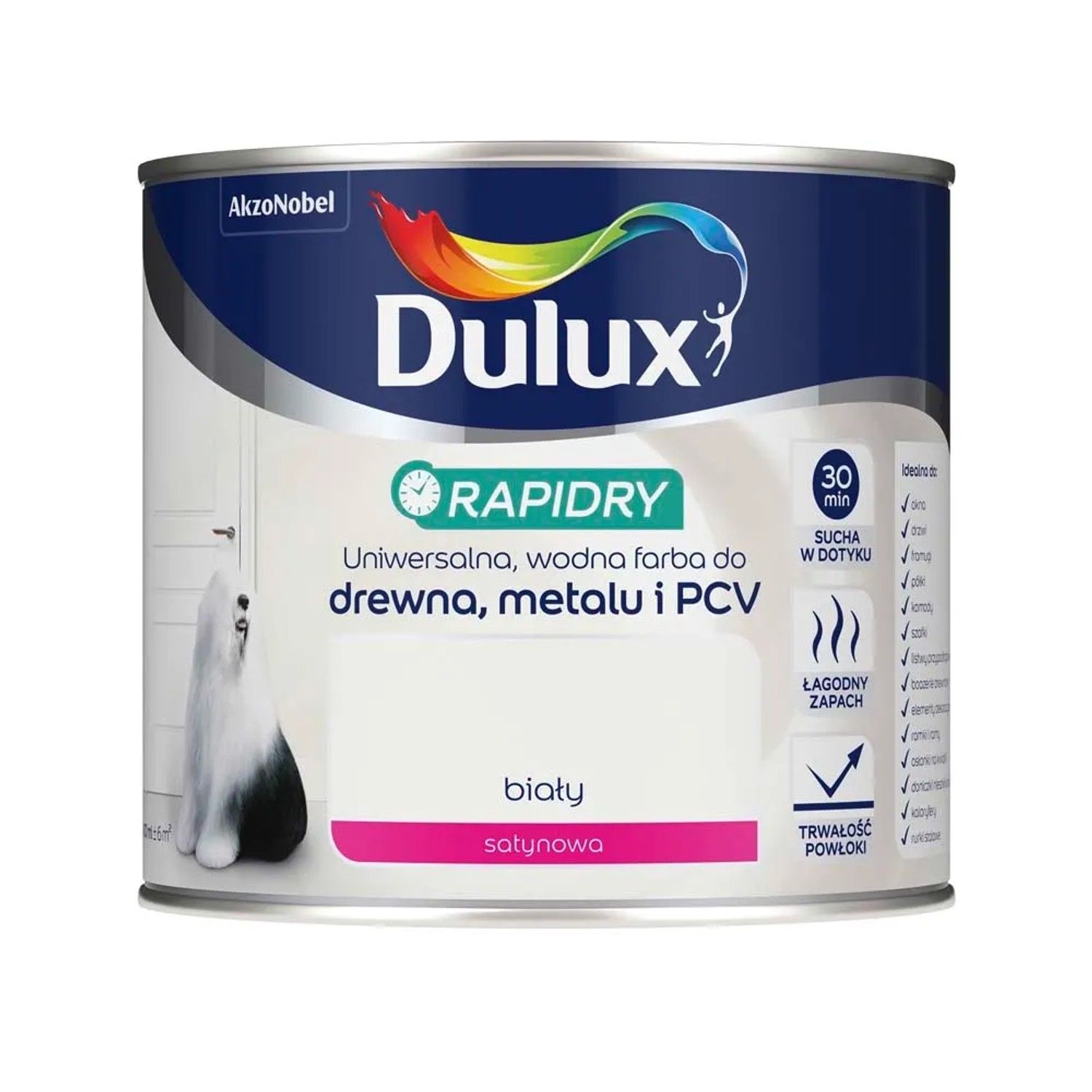 Dulux Farba akrylowa Rapidry biała satyna 400 ml