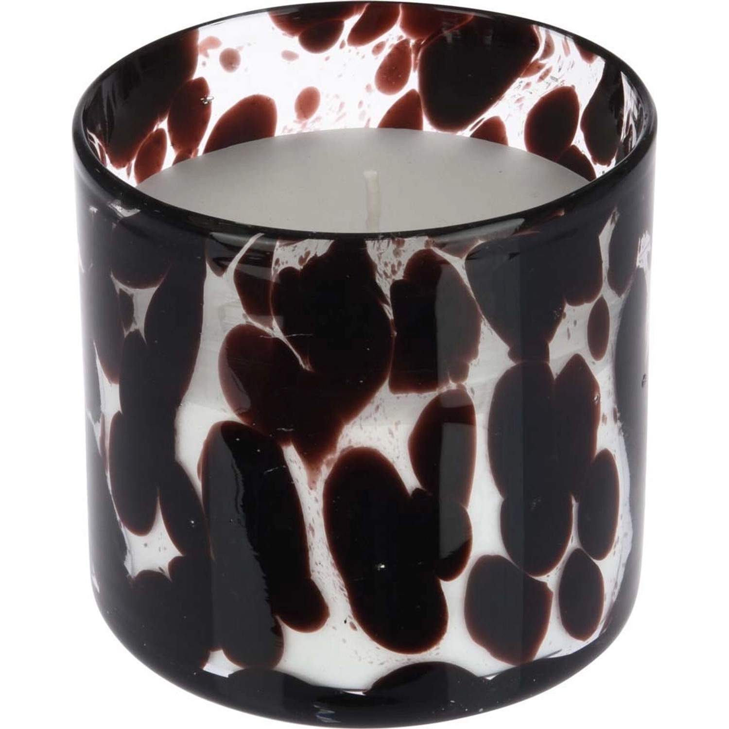 Świeca w szkle Dots brązowa - śr. 10 cm