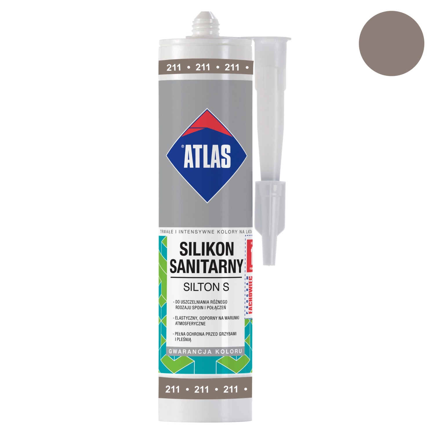 Atlas Silikon sanitarny Silton S 211 cementowy 280 ml