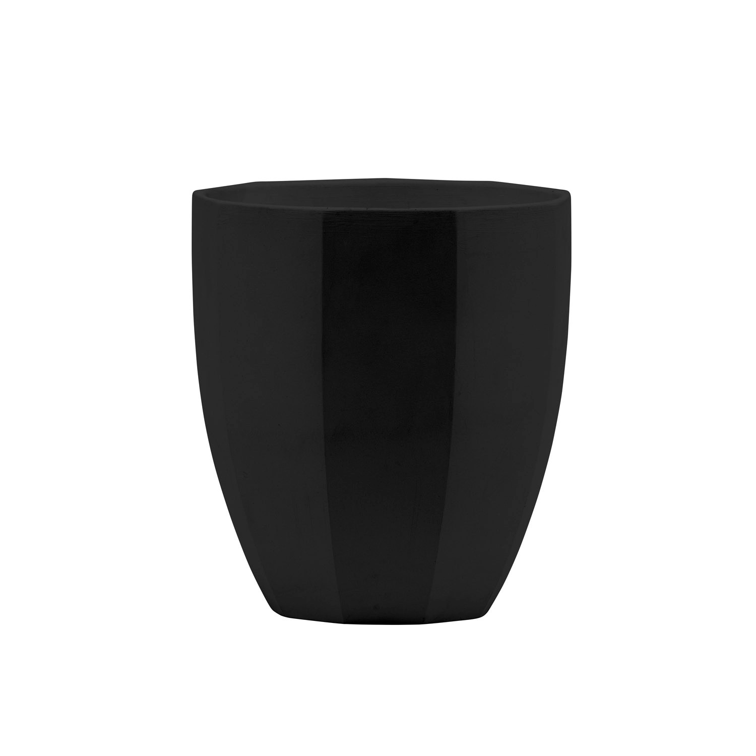 Doniczka z podstawką Dwunastokąt czarna mat - 16 cm