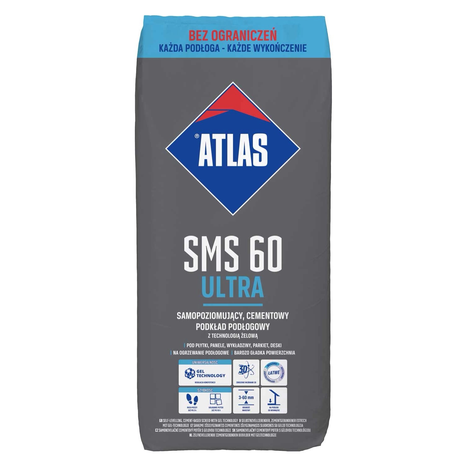 Atlas SMS 60 Ultra podkład cementowy samopoziomujący 25 kg
