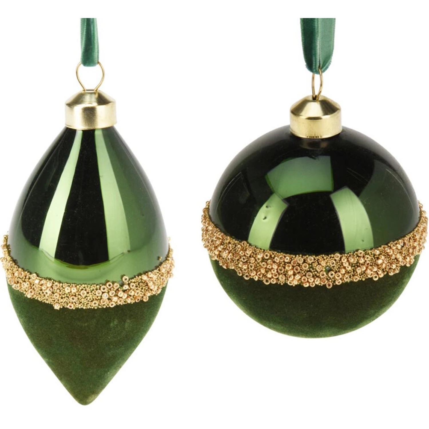 Bombka szklana dekorowana zielona, mix
