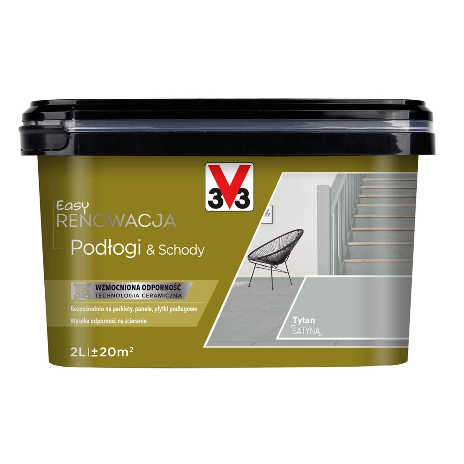 V33 Farba Easy Renowacja Podlogi i Schody tytan 2l