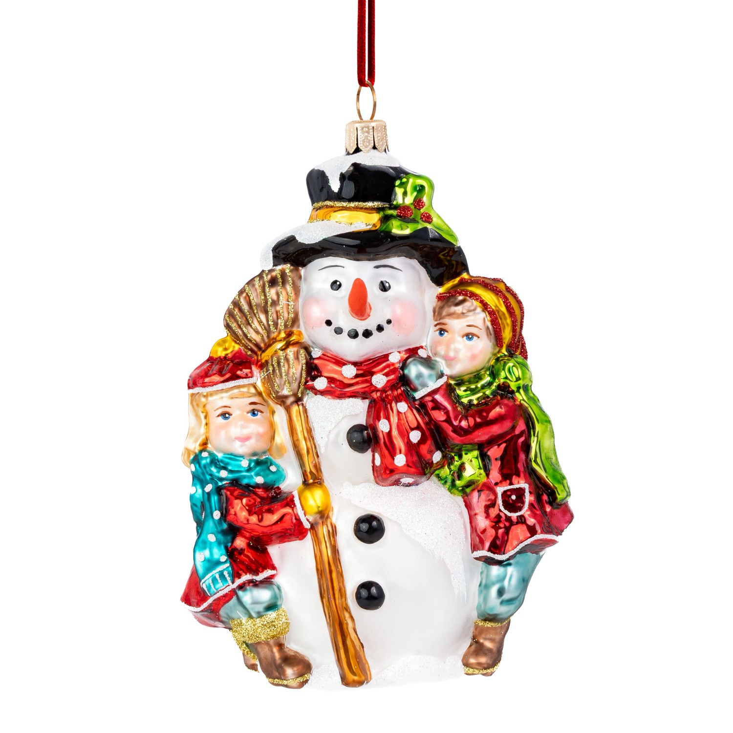 Bombka formowana Bałwan z dziećmi - 13,5x9x7 cm