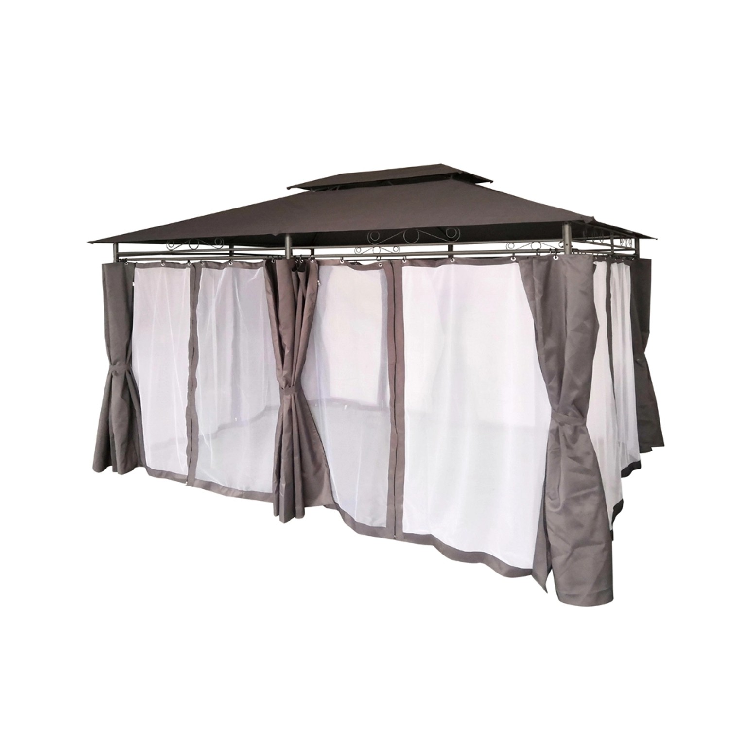 Pawilon ogrodowy z moskitierą szary - 3 x 4 m