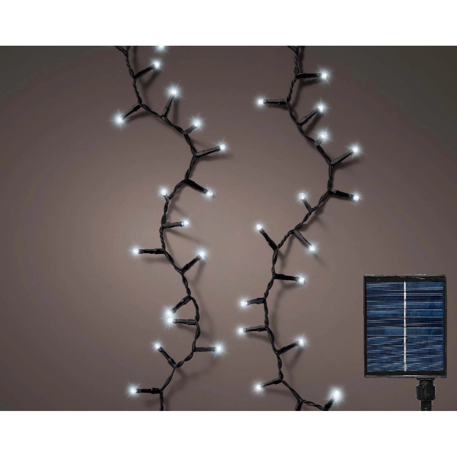 Lampki do wnętrz i na zewnątrz 500 LED solarne 8 funkcji zimna biel