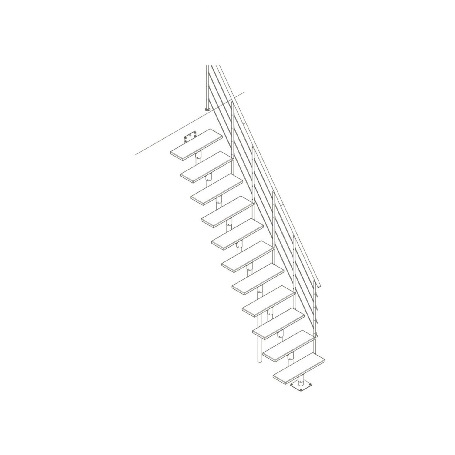 Dolle Schody modułowe Boston proste białe, 12-stopni, buk lakierowany