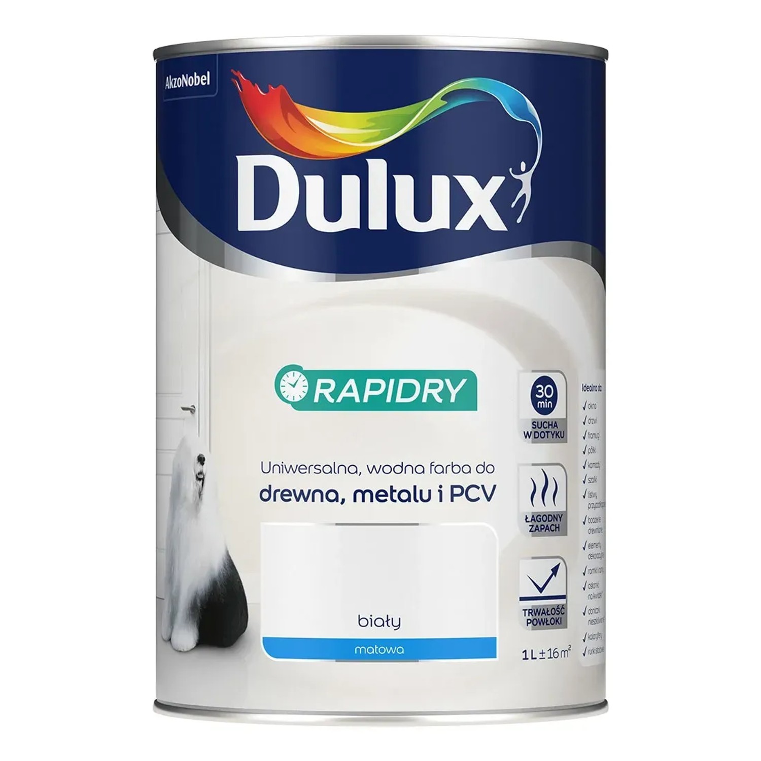 Dulux Farba akrylowa Rapidry biały mat 1 L