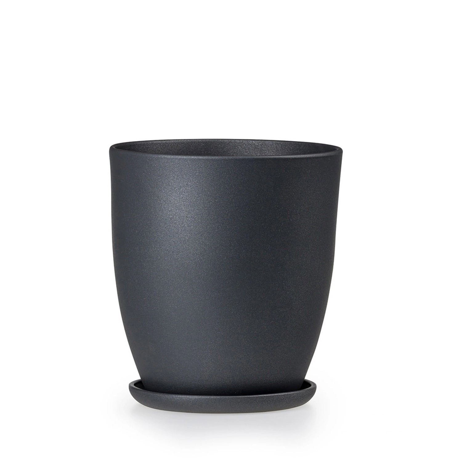 Doniczka z podstawką wysoka czarny - 24,5 cm