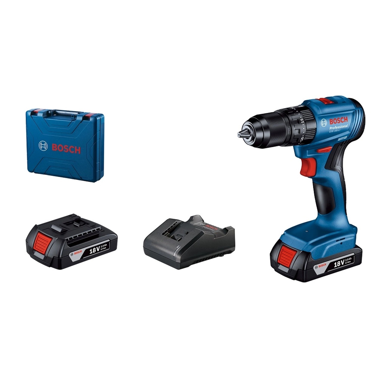 Bosch Professional Wiertarko-wkrętarka udarowa GSB 185-LI 18V 2x2,0 Ah