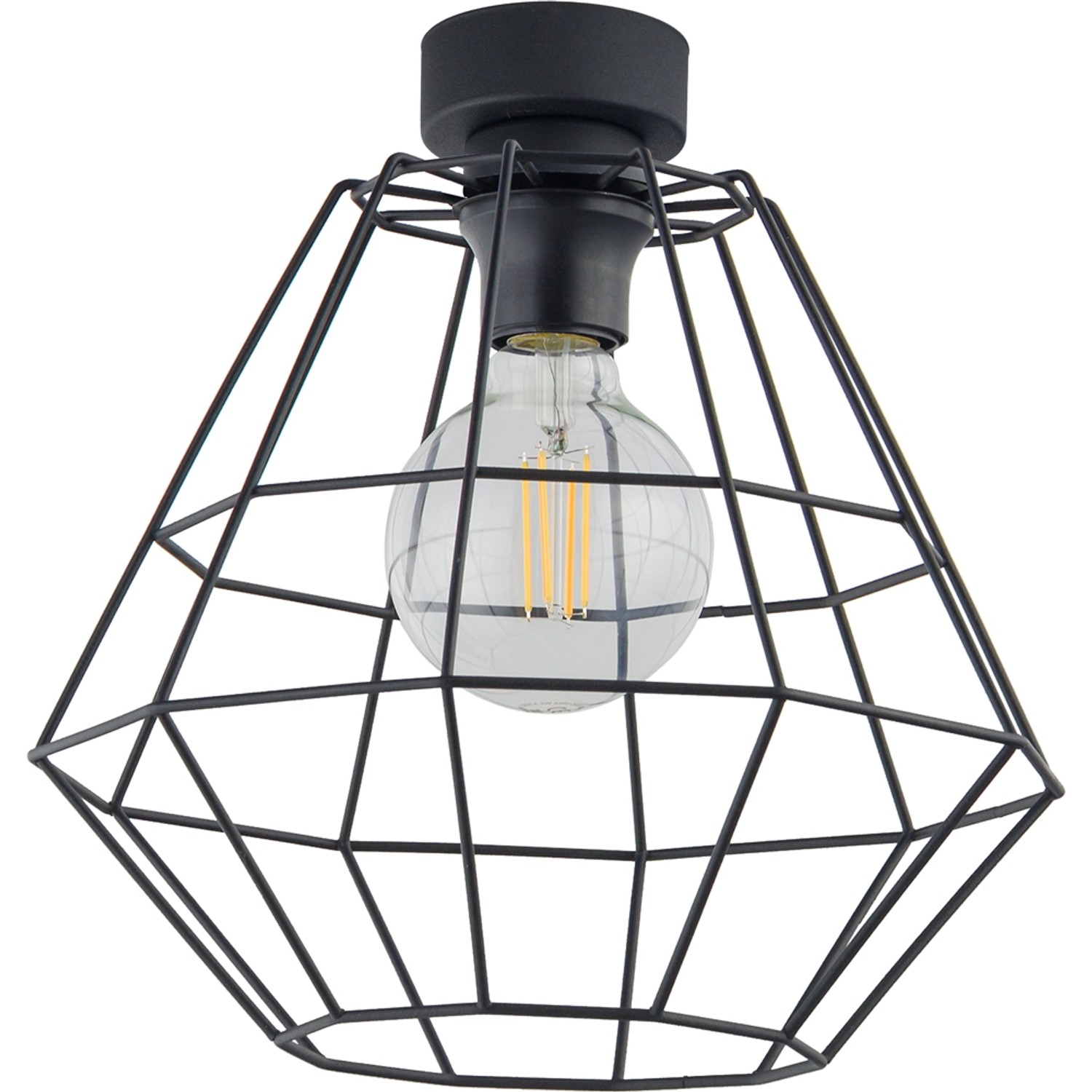 TK Lighting Plafon DIAMOND NEW szer. 30 cm 1x60W E27 czarny