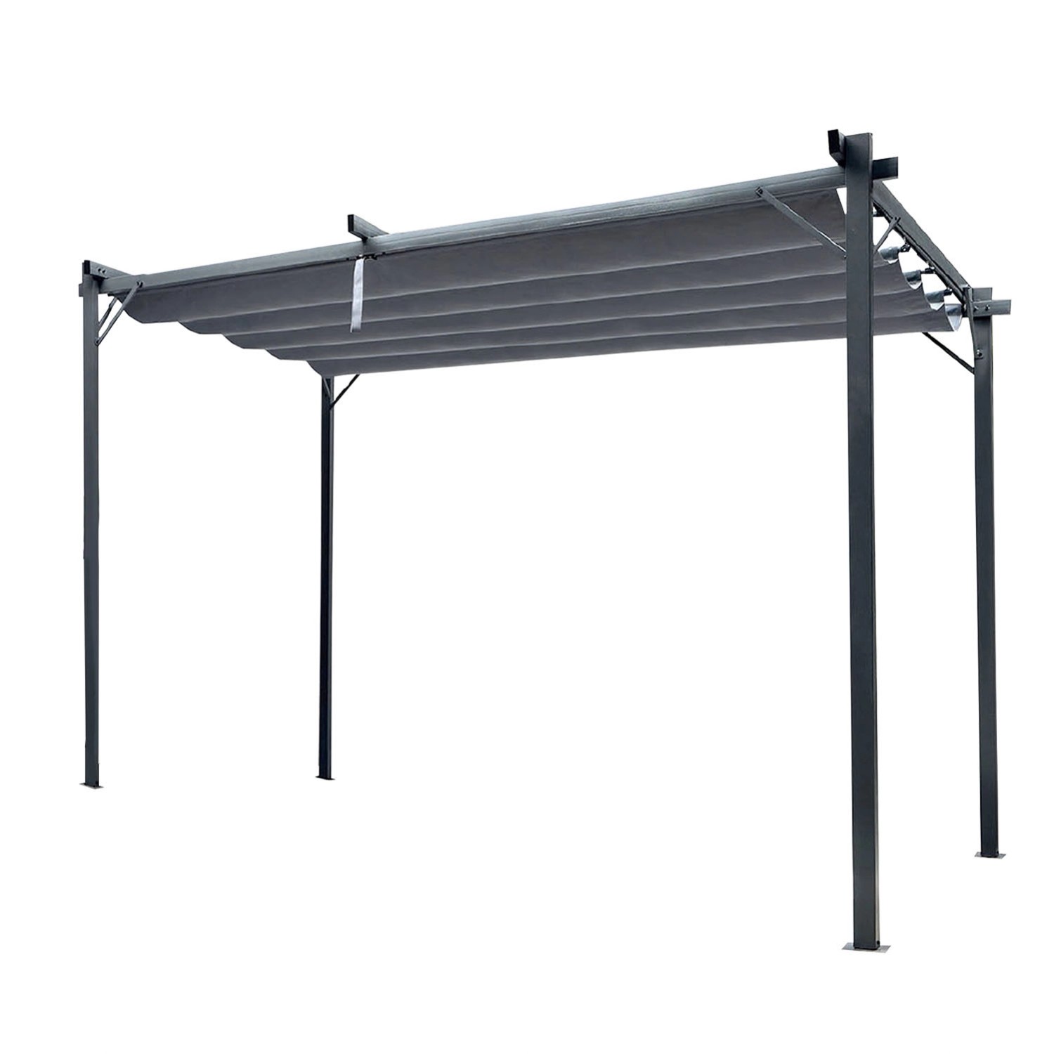 4IQ Pergola ogrodowa metalowa szara - 3 x 4 m