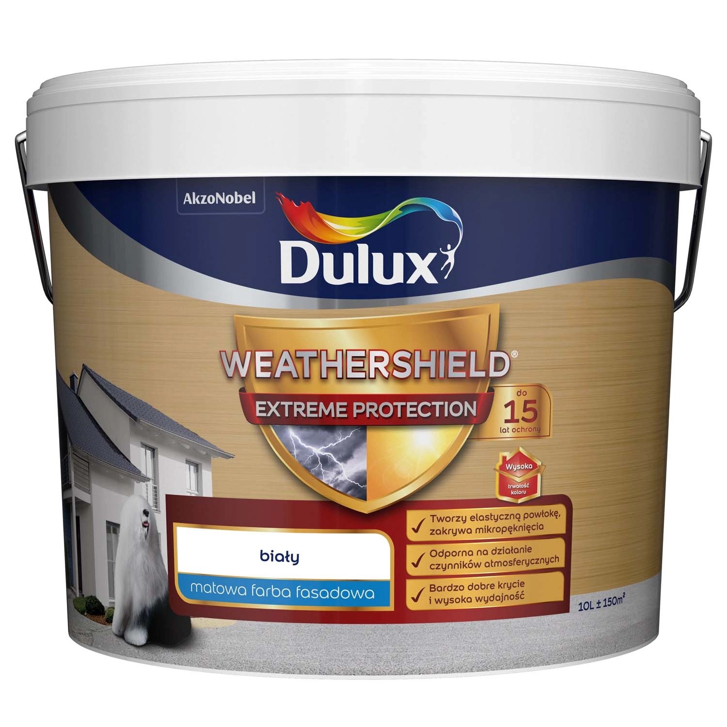 Farba elewacyjna Dulux Weathershield Extreme Protection 10 l biały