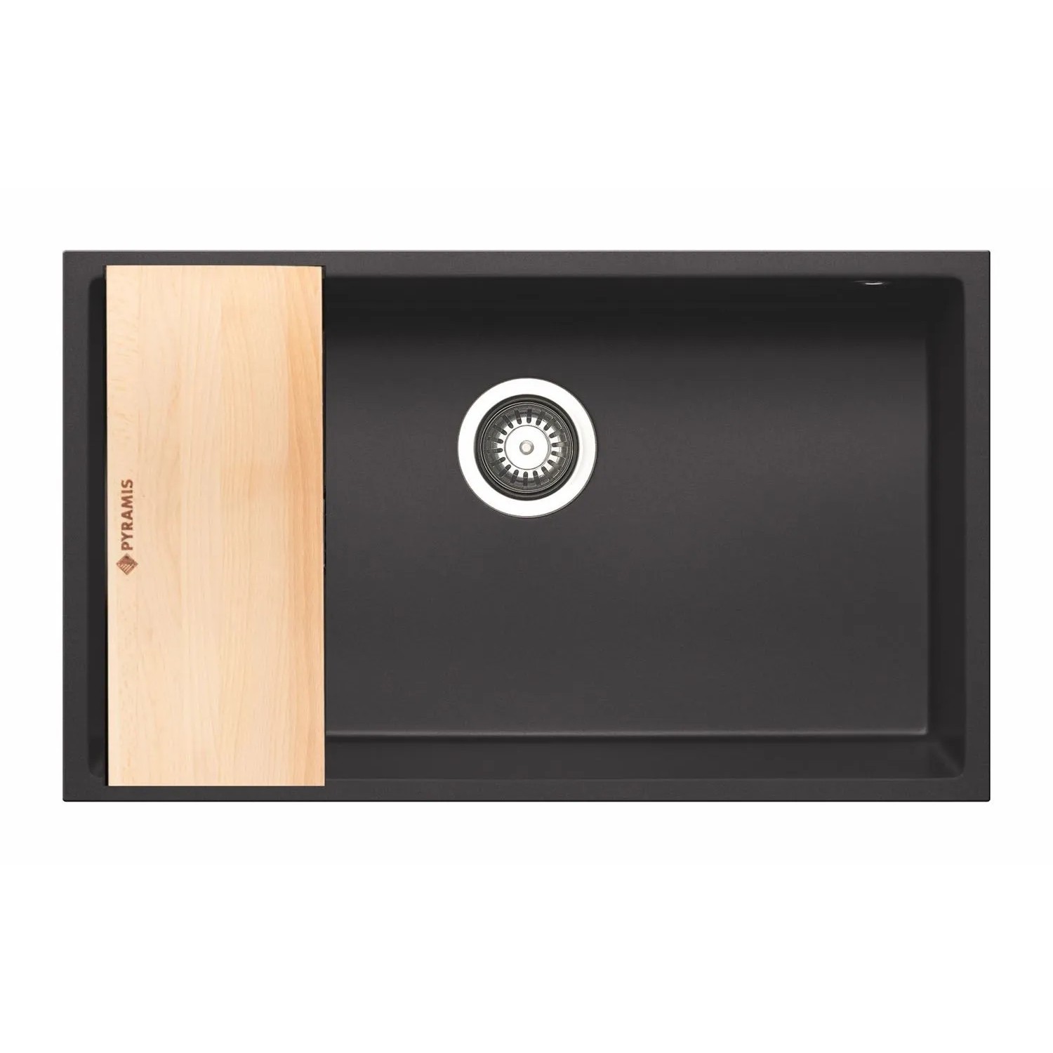 Pyramis Zlewozmywak TETRAGON 1-kom. z deską czarny - 70 x 40 cm