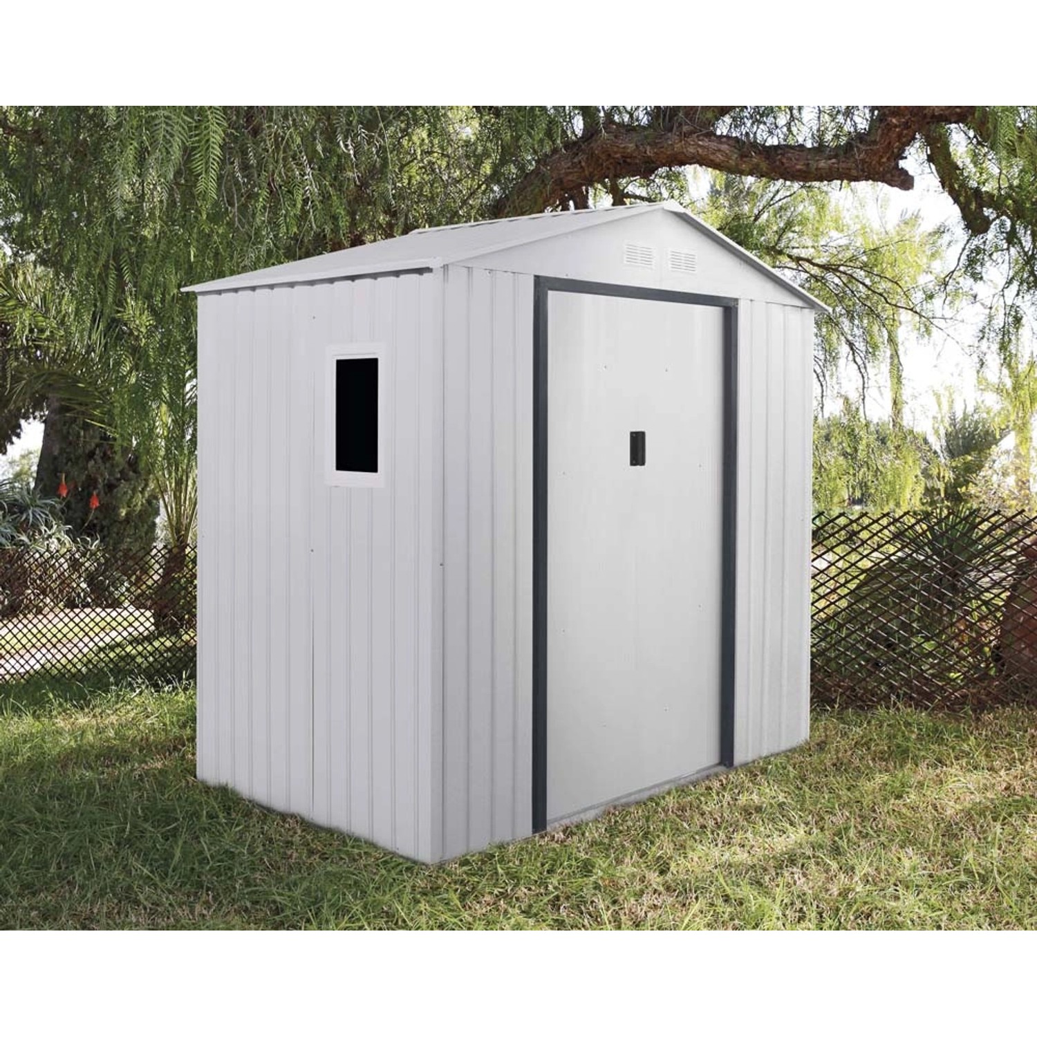 Domek ogrodowy Corcega biały - 204 x 130 cm, wys. 214 cm
