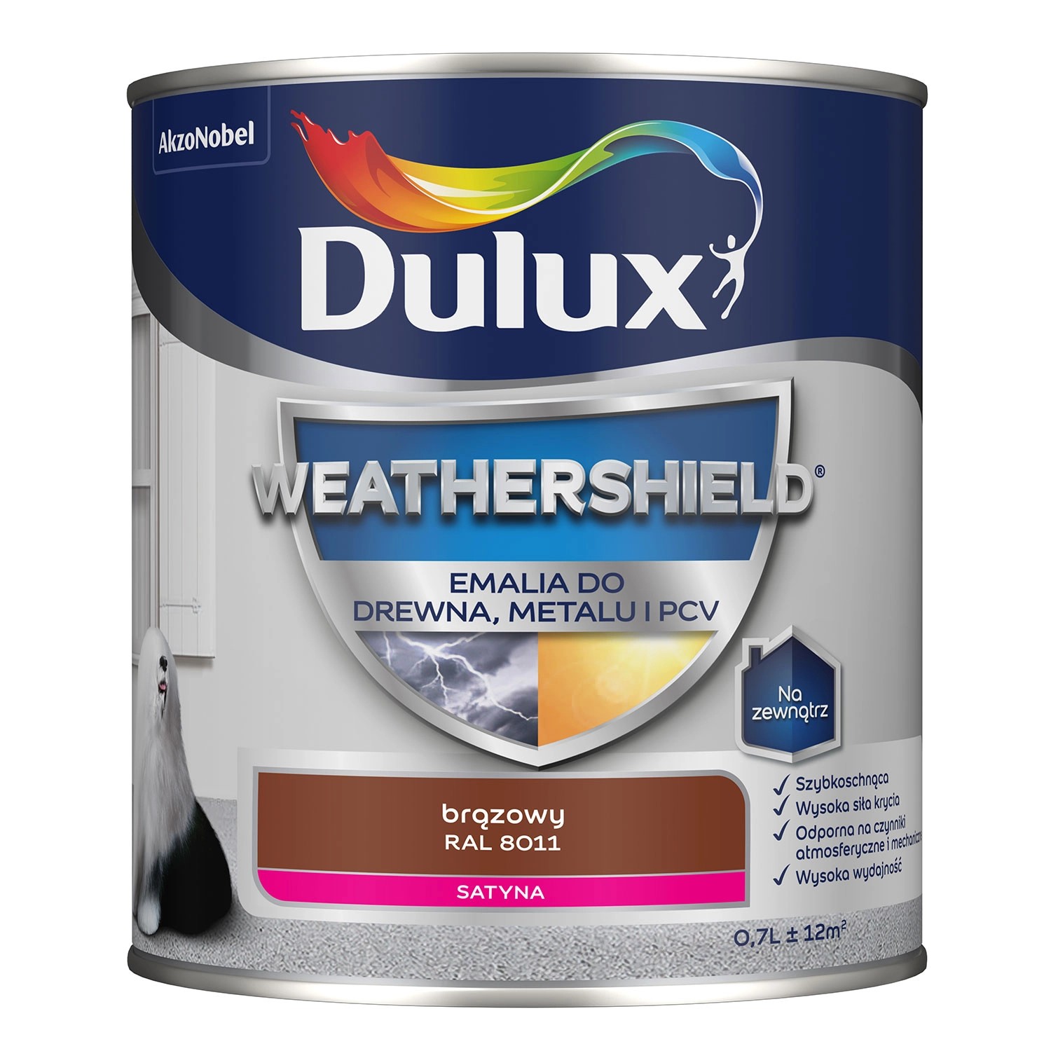 Dulux Emalia Weathershield brązowy 8011 - 0,7L