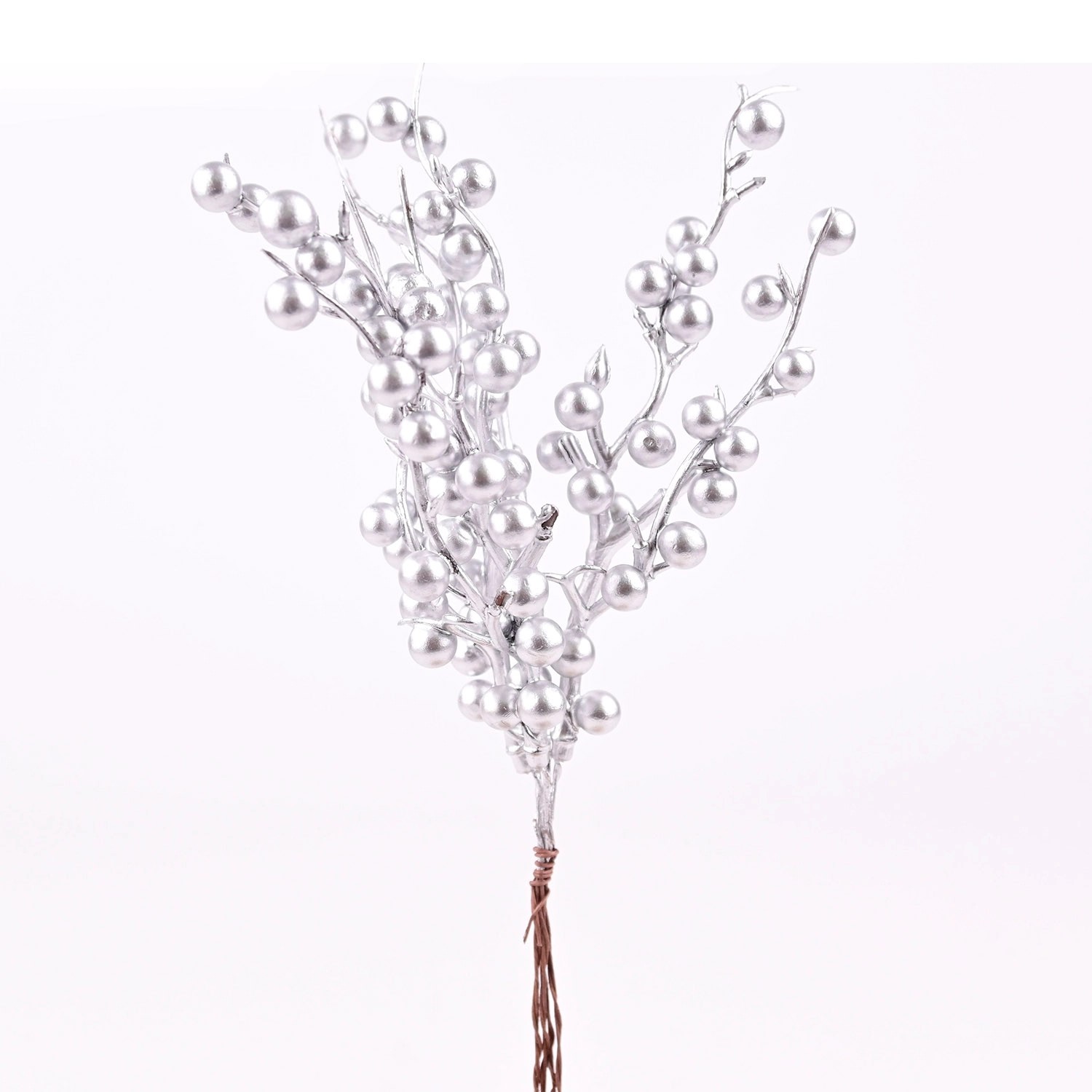 Gałązka ozdobna srebrna - 17 cm