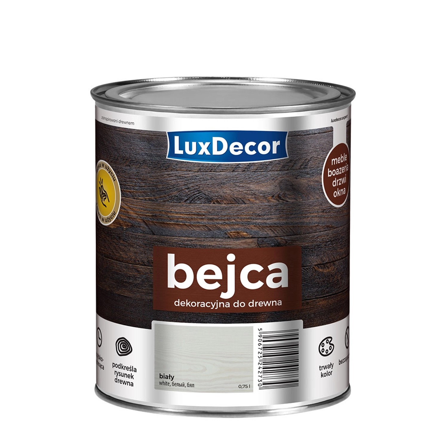 LuxDecor Bejca do drewna biały 0,75L