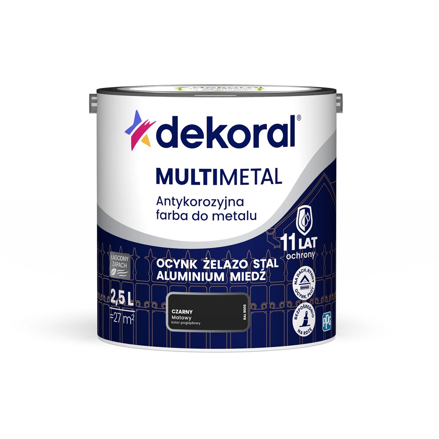 Dekoral Farba antykorozyjna Multimetal czarna 2,5L