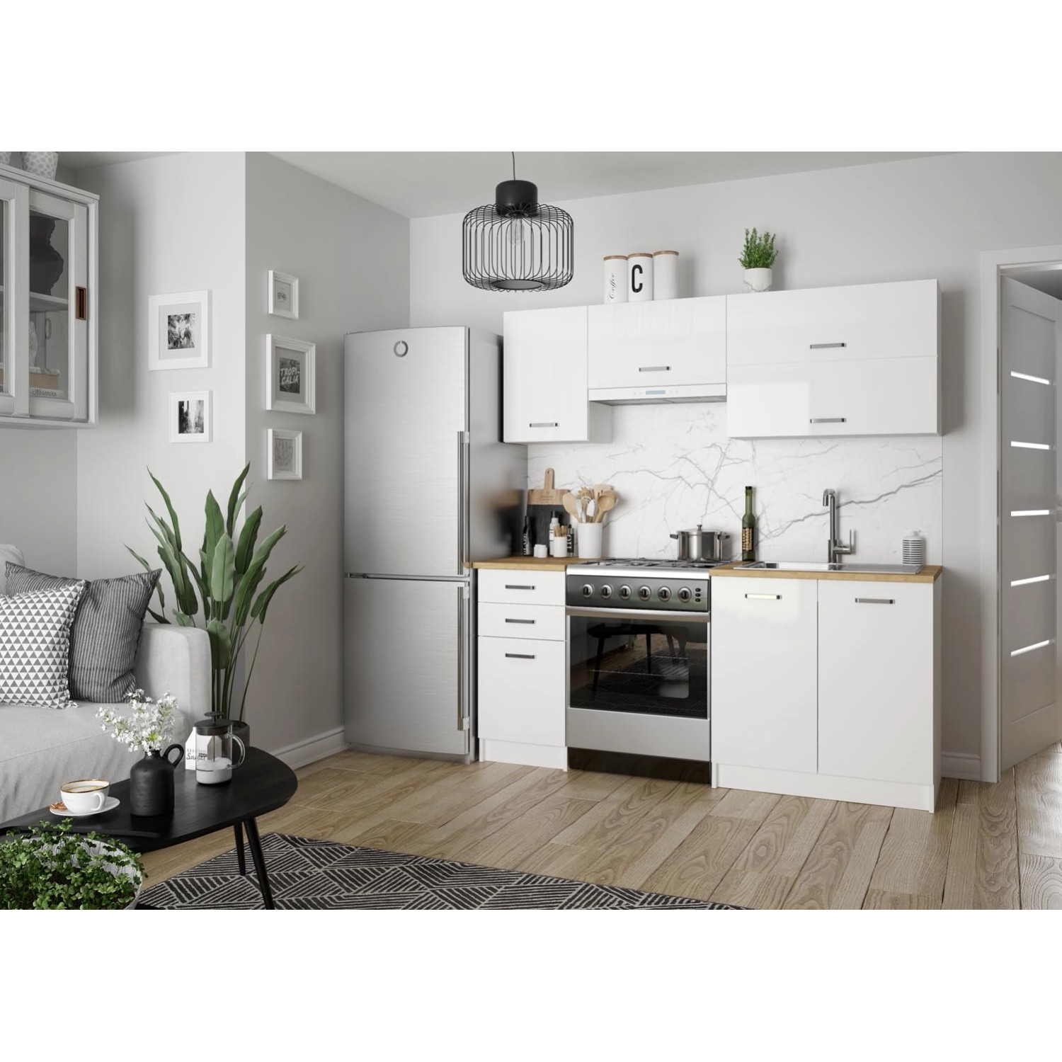 Defra Zestaw mebli kuchennych NAPOLI biały 180 cm 5 el.