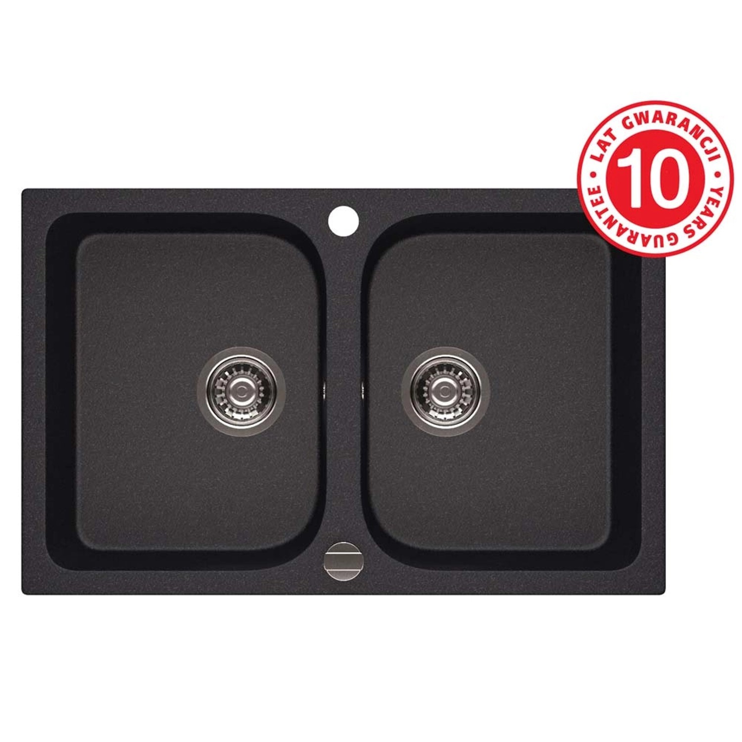 Zlewozmywak Porto 2-kom. czarny 76x48 cm