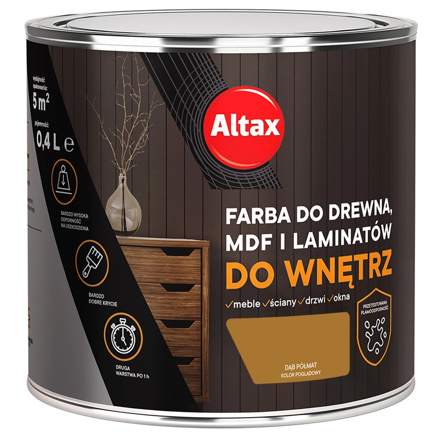 Farba do drewna ALTAX do wnętrz dąb 400 ml