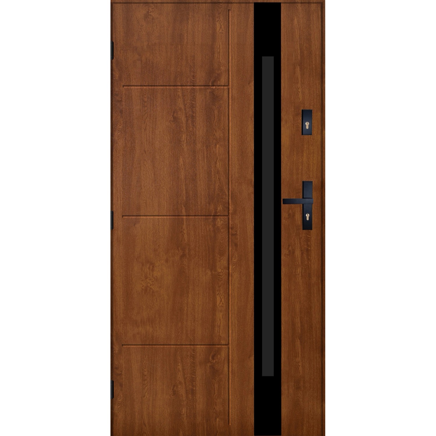 Drzwi zewnętrzne stalowe Madryt BL złoty dąb 90L