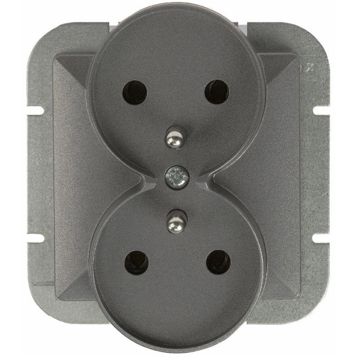 Gniazdo Perła podwójne z/u antracyt