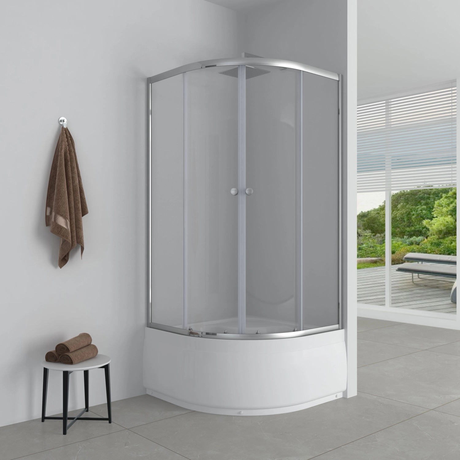 Metro Kabina półokrągła Sierra 80 chrom z brodzikiem wysokim