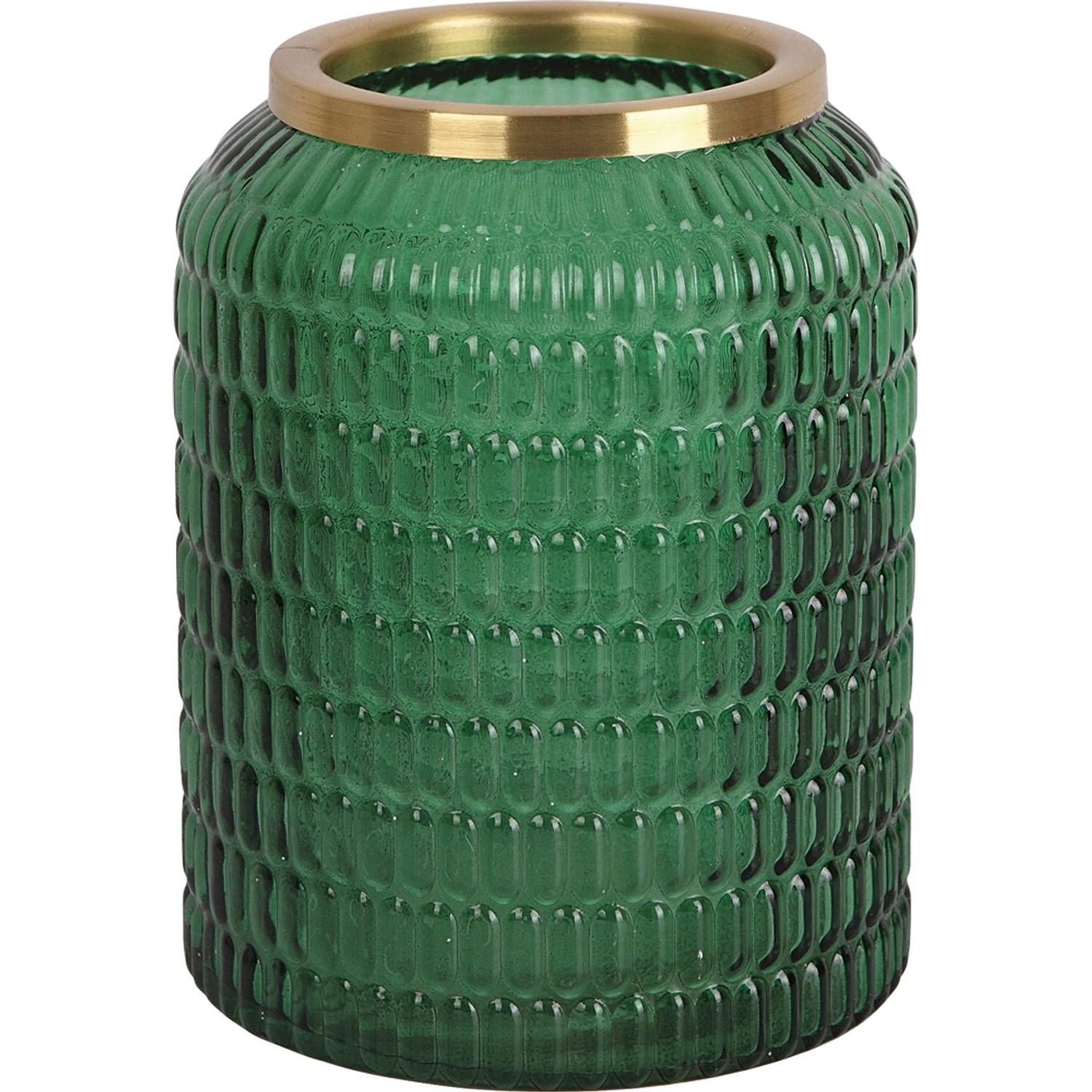 Szklany wazon zielony śr. 12,5 cm - wys. 17,5 cm