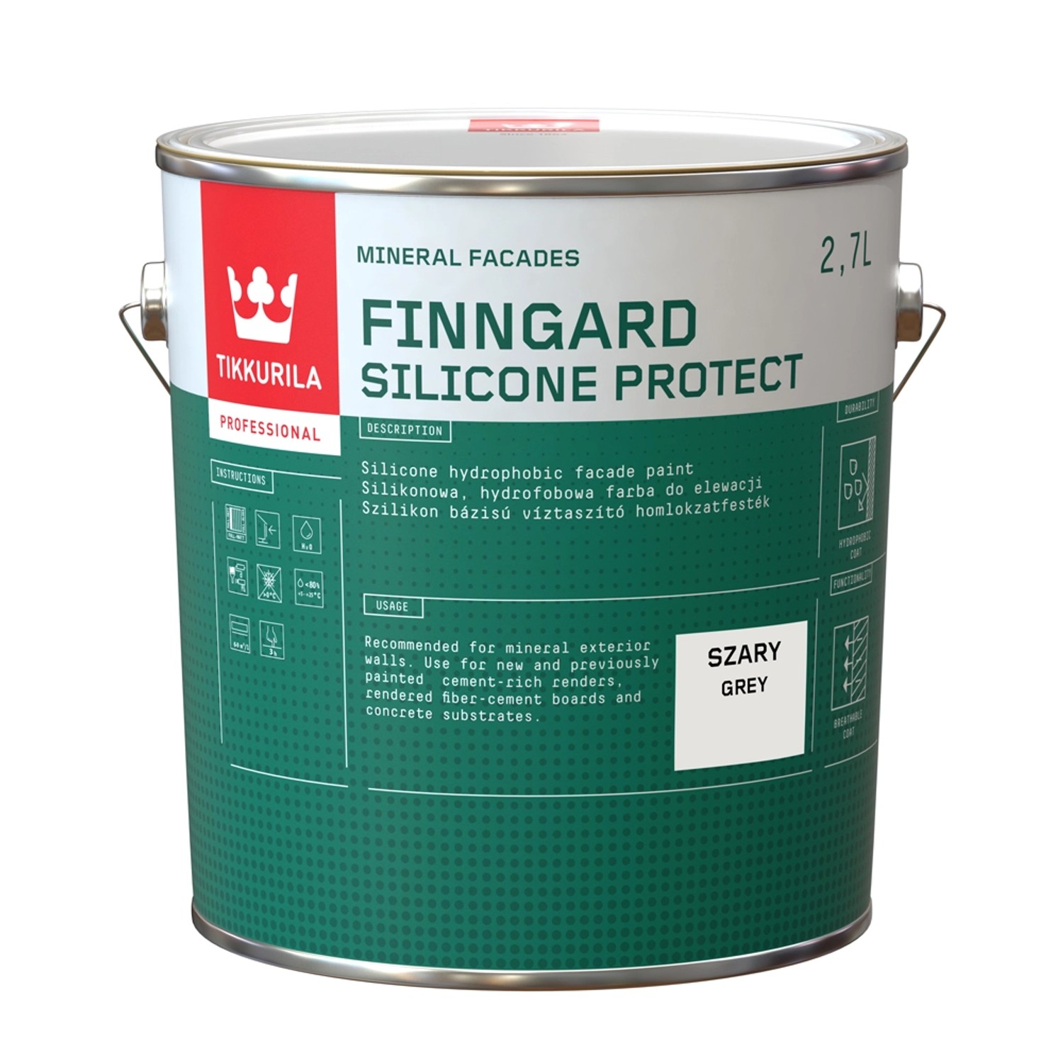 Farba elewacyjna Tikkurila Finngard Silicone Protect 2,7 l szary