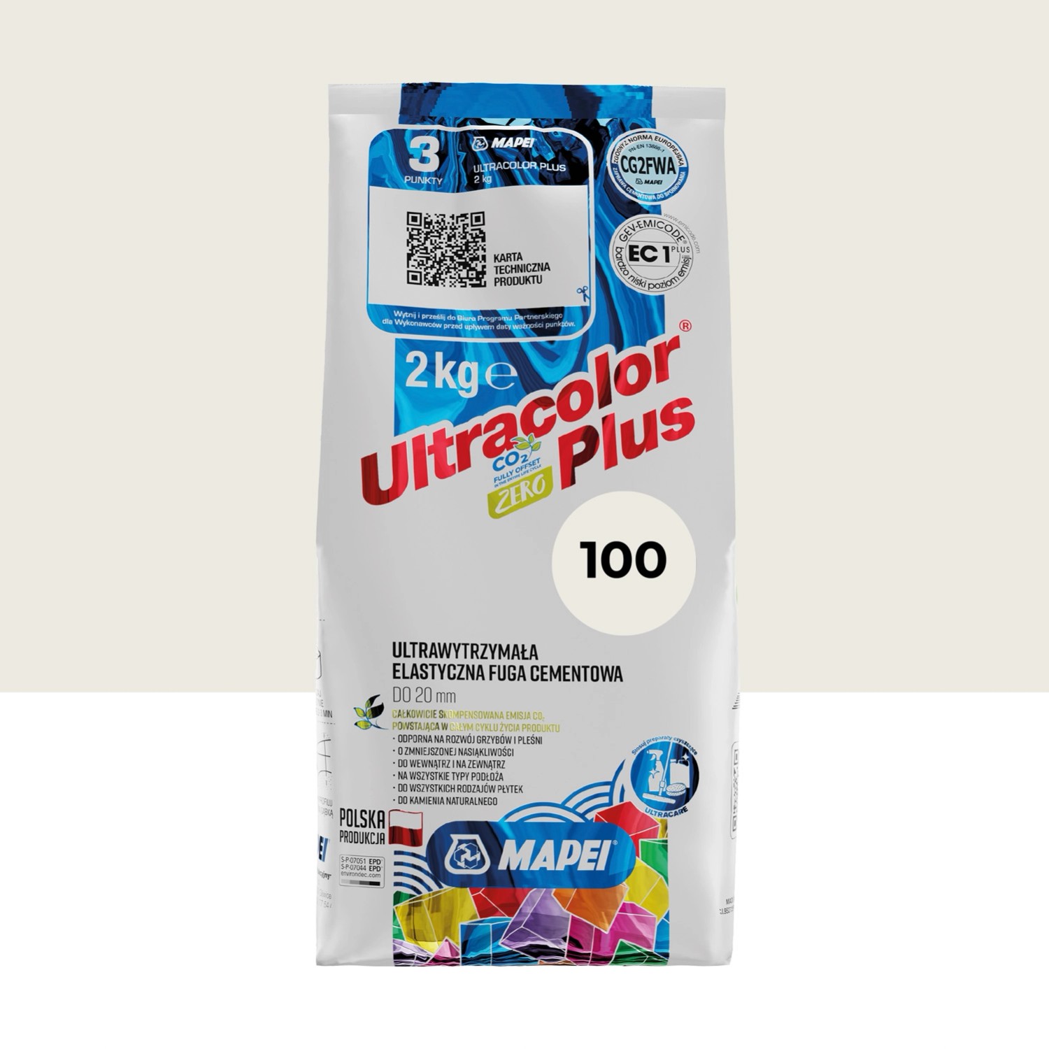 Mapei Fuga elastyczna UltraColor Plus 100 biała 2kg