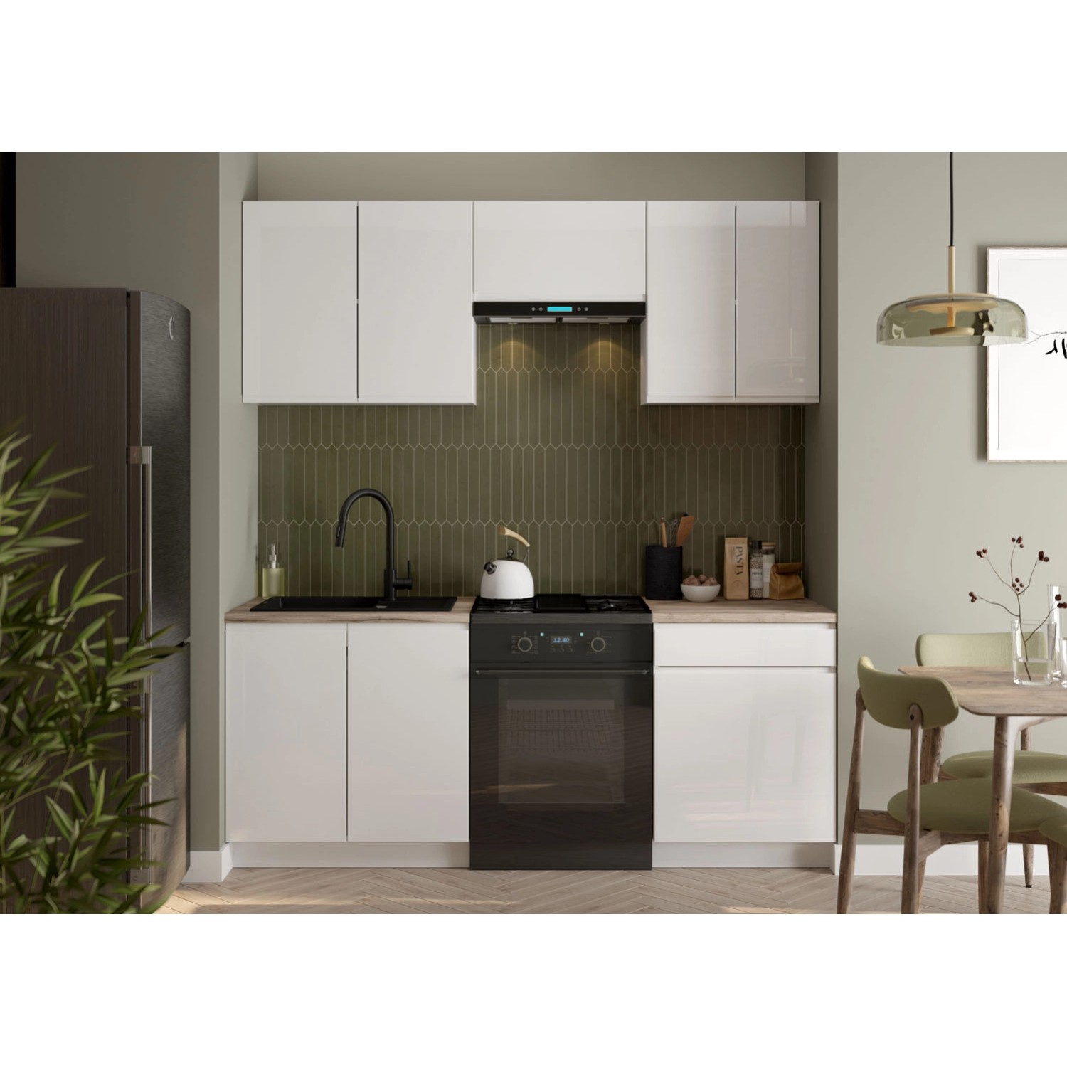 Defra Zestaw mebli kuchennych PARMA biały 200 cm 5 el.