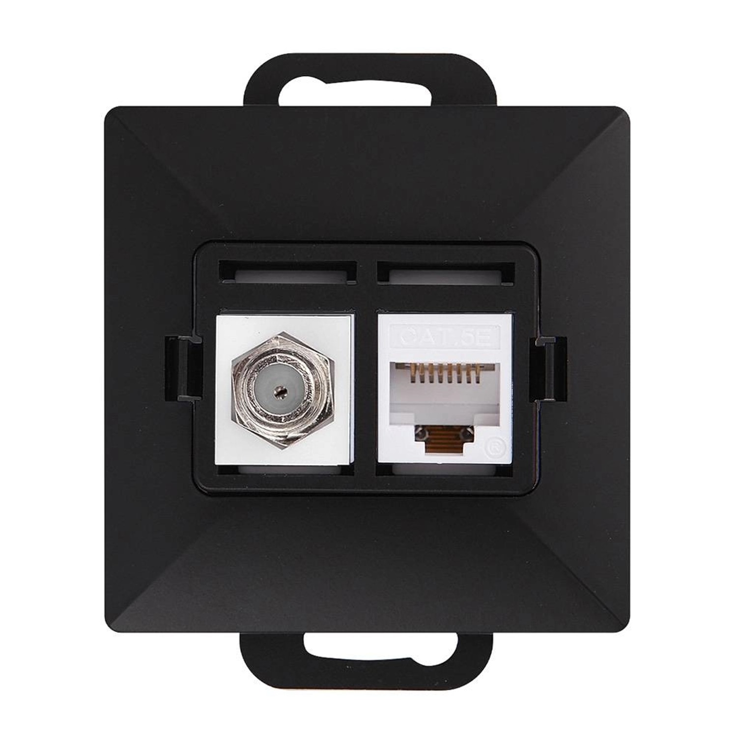 Gniazdo Perła typu F / RJ45 czarny mat